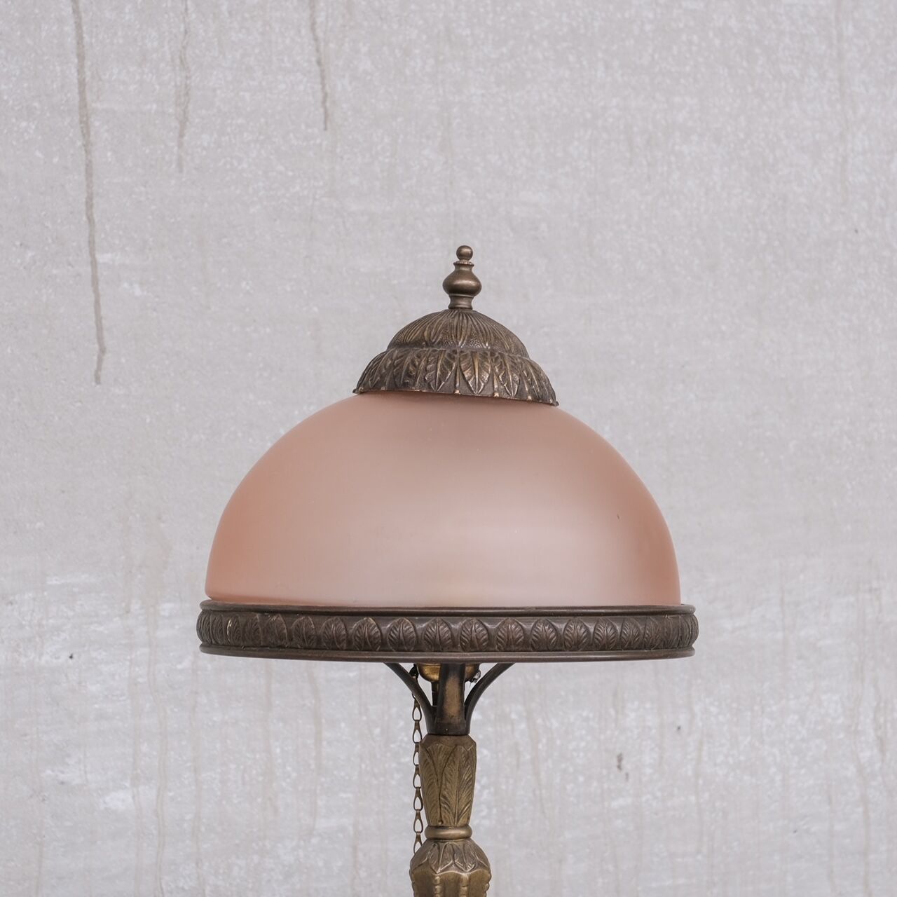 French art nouveau brass and glass table lamp