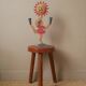 Vintage candelabra candle holder in hand-painted metal Netherlands 70s sun dancer