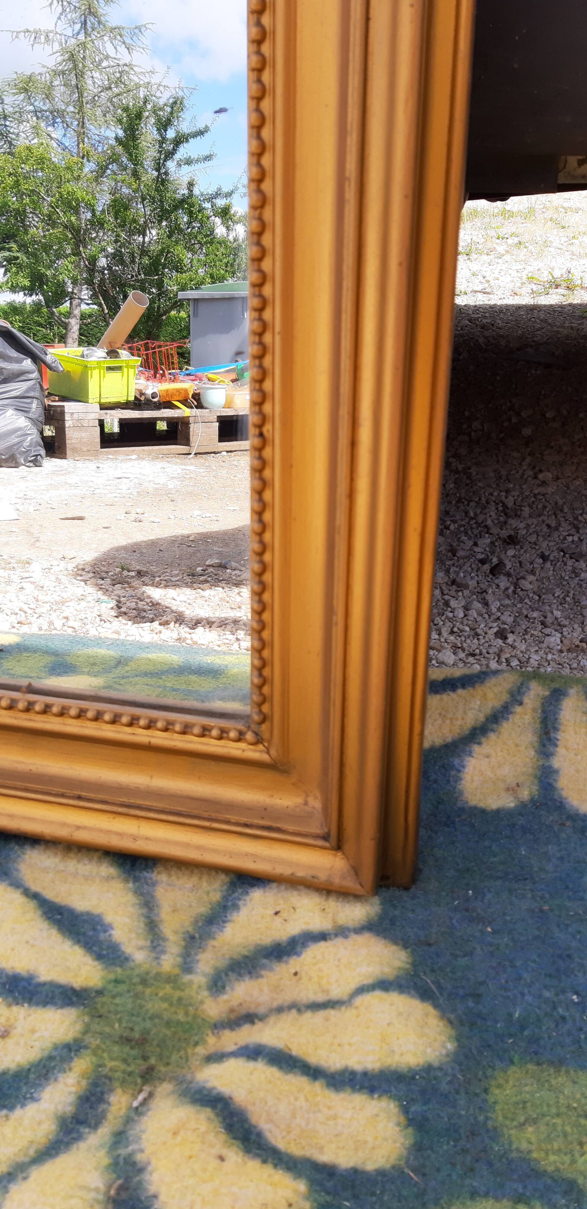 Mirror 19th Wood and Golden Stuk 83x138cm