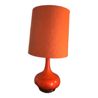 Large vintage orange 70' ceramic lamp