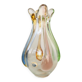 Vase vintage en verre d'art : Hanna Machanovska Mstisov Glassworks, Tchécoslovaquie