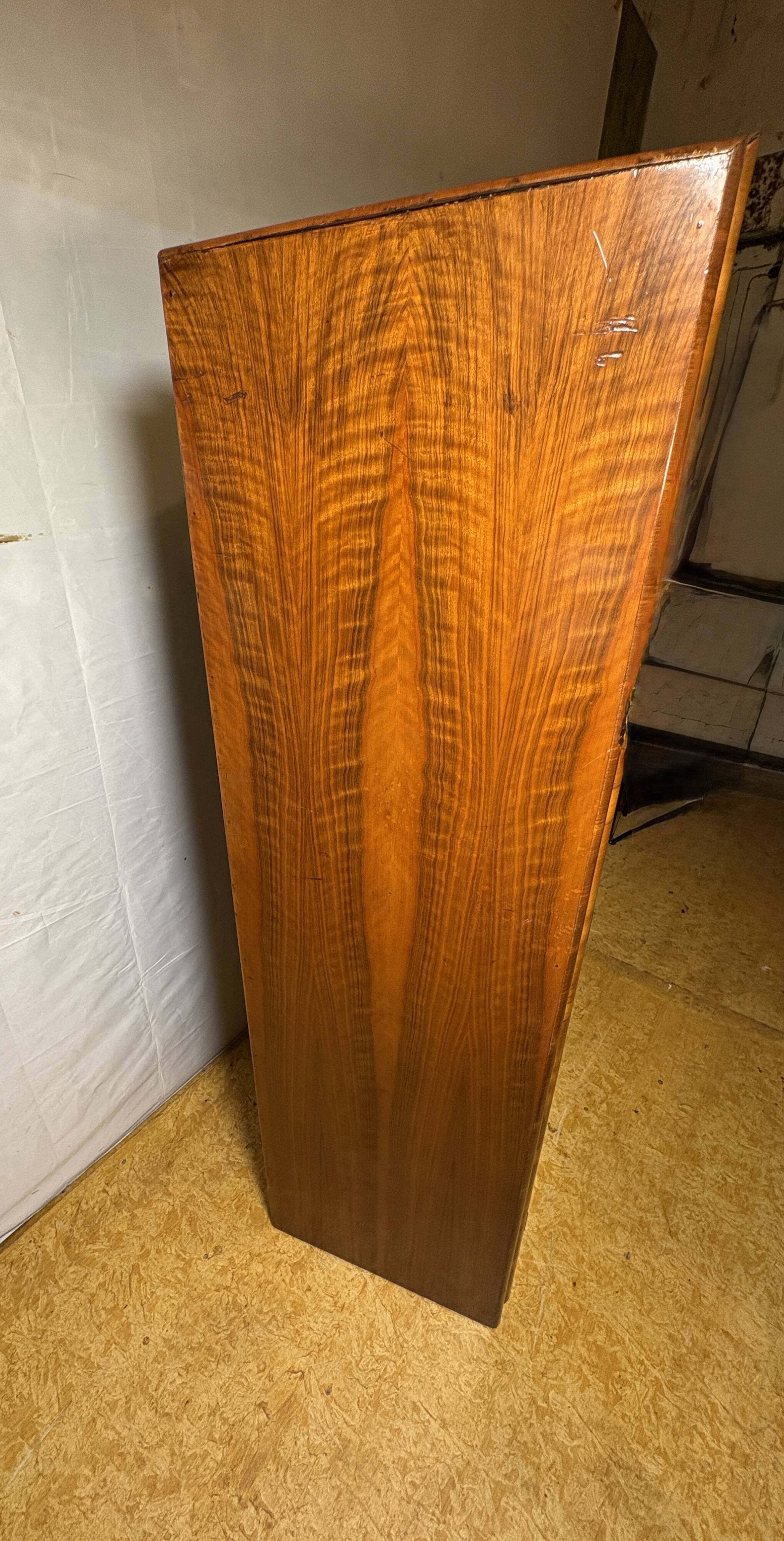 Art Deco Vintage 1930s  Figured Walnut Wardrobe Bookmatched Fitted Interior