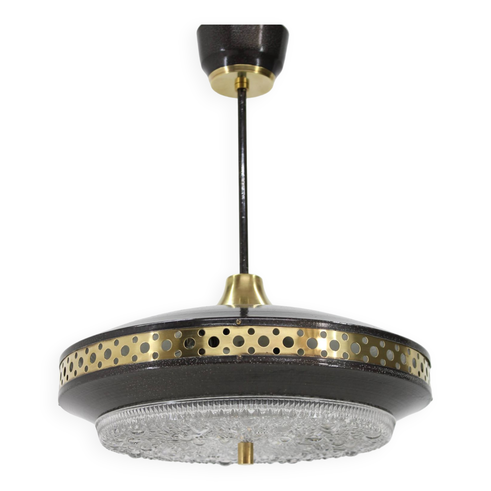 1970s black space age metal pendant by ludib bratislava, czechoslovakia