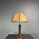 Midcentury brutalist wood turned mushroom table lamp, Charles Dudouyt style