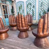 Set of 6 wooden "hand" chairs