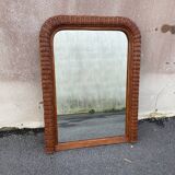 Curved rattan mirror 70s
