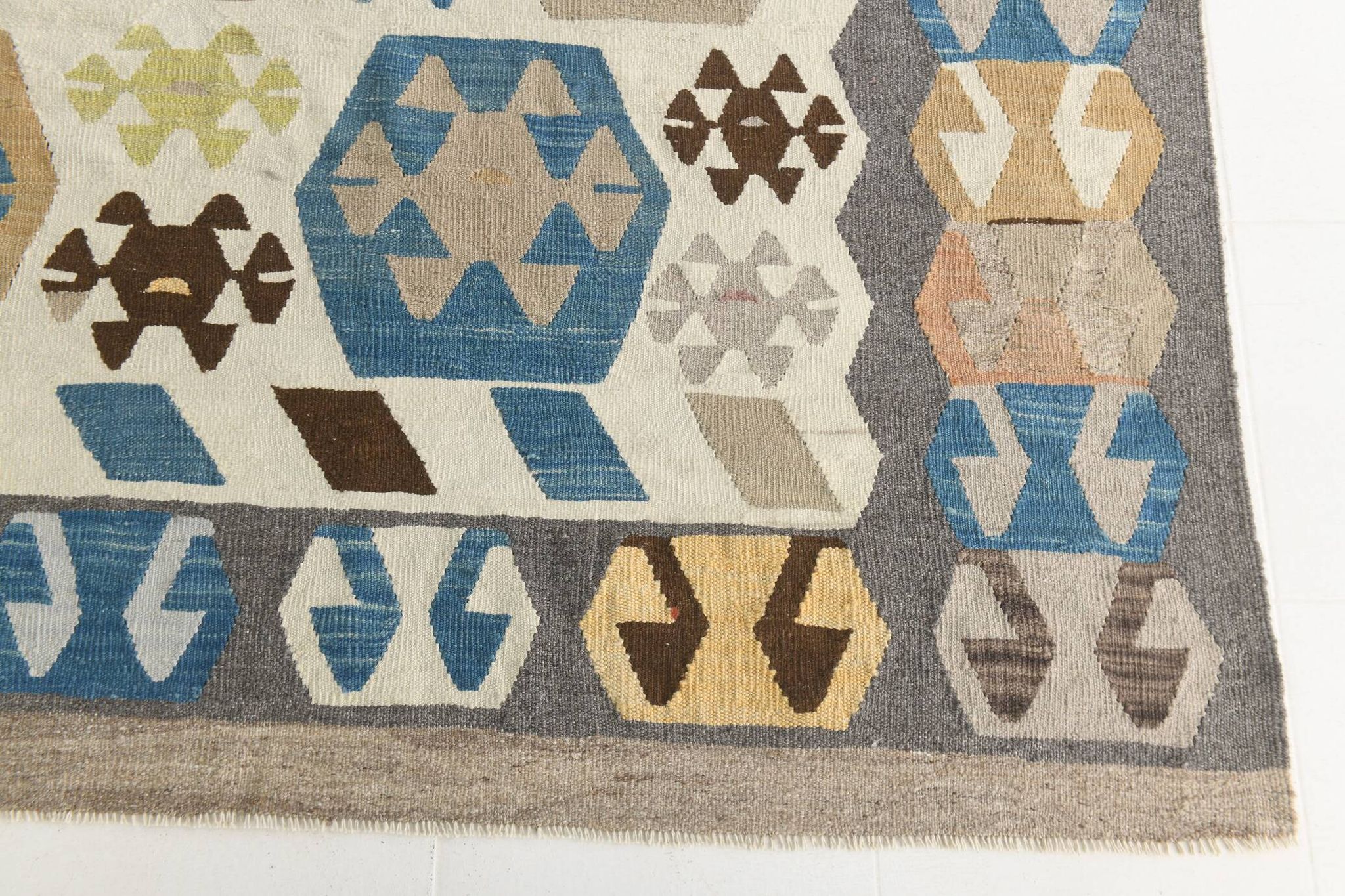 9x11 Geomtric Rare Style Luxury Kilim Rug, Large Area Vintage Kilim Rug