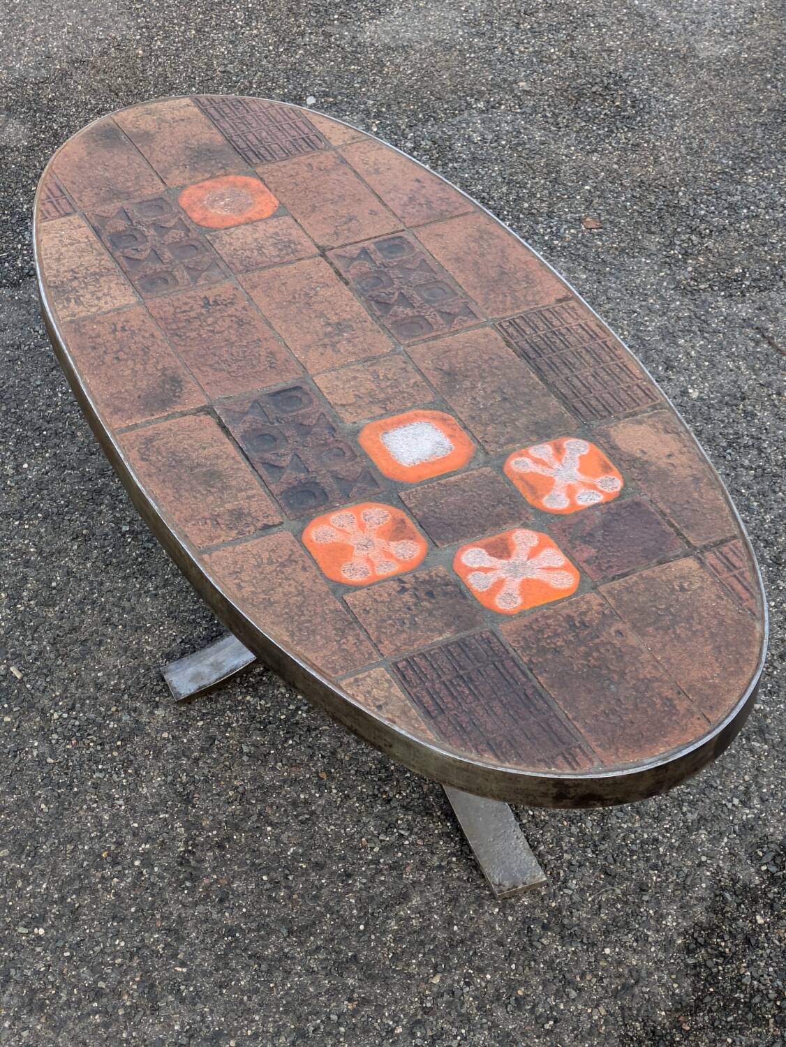 Jean Jaffeux Ceramic & Steel Coffee Table