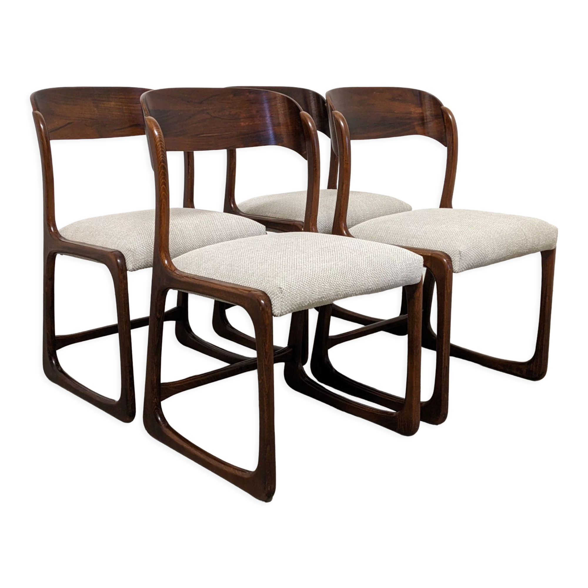 Series of 4 Baumann sled chairs from the 60-70s