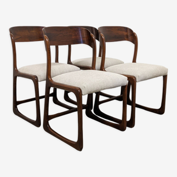 Série de 4 chaises traineau Baumann des années 60-70