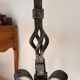 Large hammered wrought iron floor lamp, brutalist style, mid-20th century.