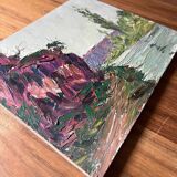HSP painting "River landscape" luminous - knife technique
