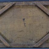 Old painting french pastoral school boat