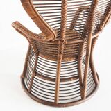 Fauteuil haut vintage en cannage/rotin. France, années 60