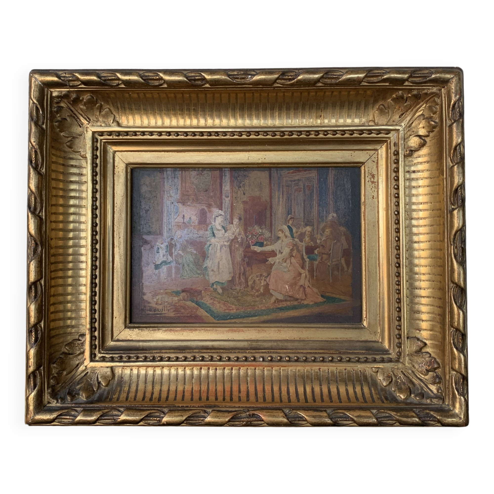 19th century painting, scene of women, signed Bouilh