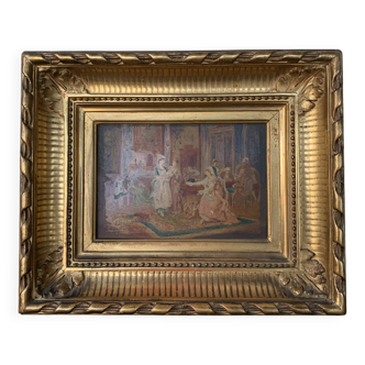 Tableau XIXe scène de femmes Signée  Bouilh