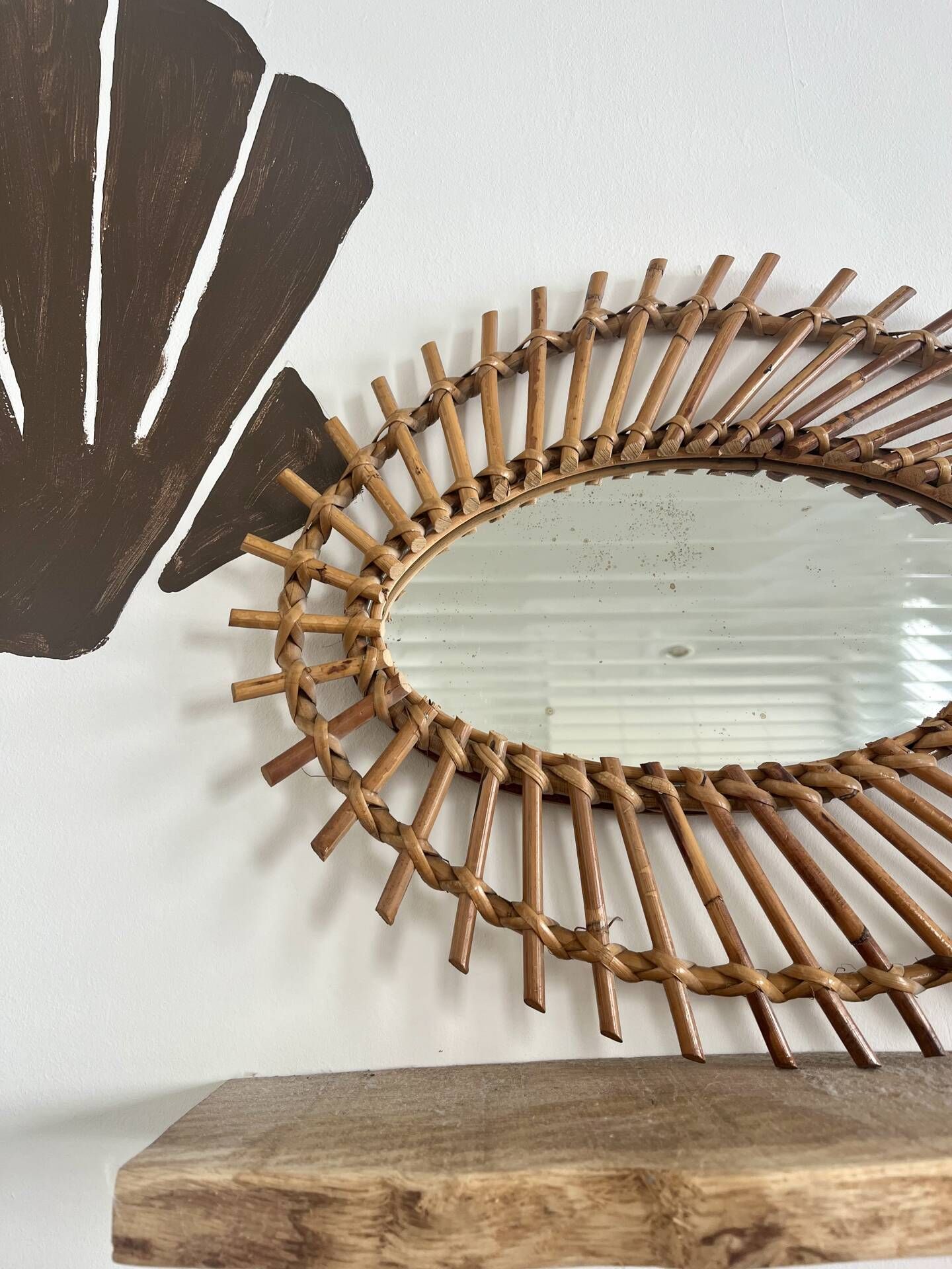 Vintage rattan mirror