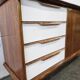 Vintage wooden sideboard with white formica drawers