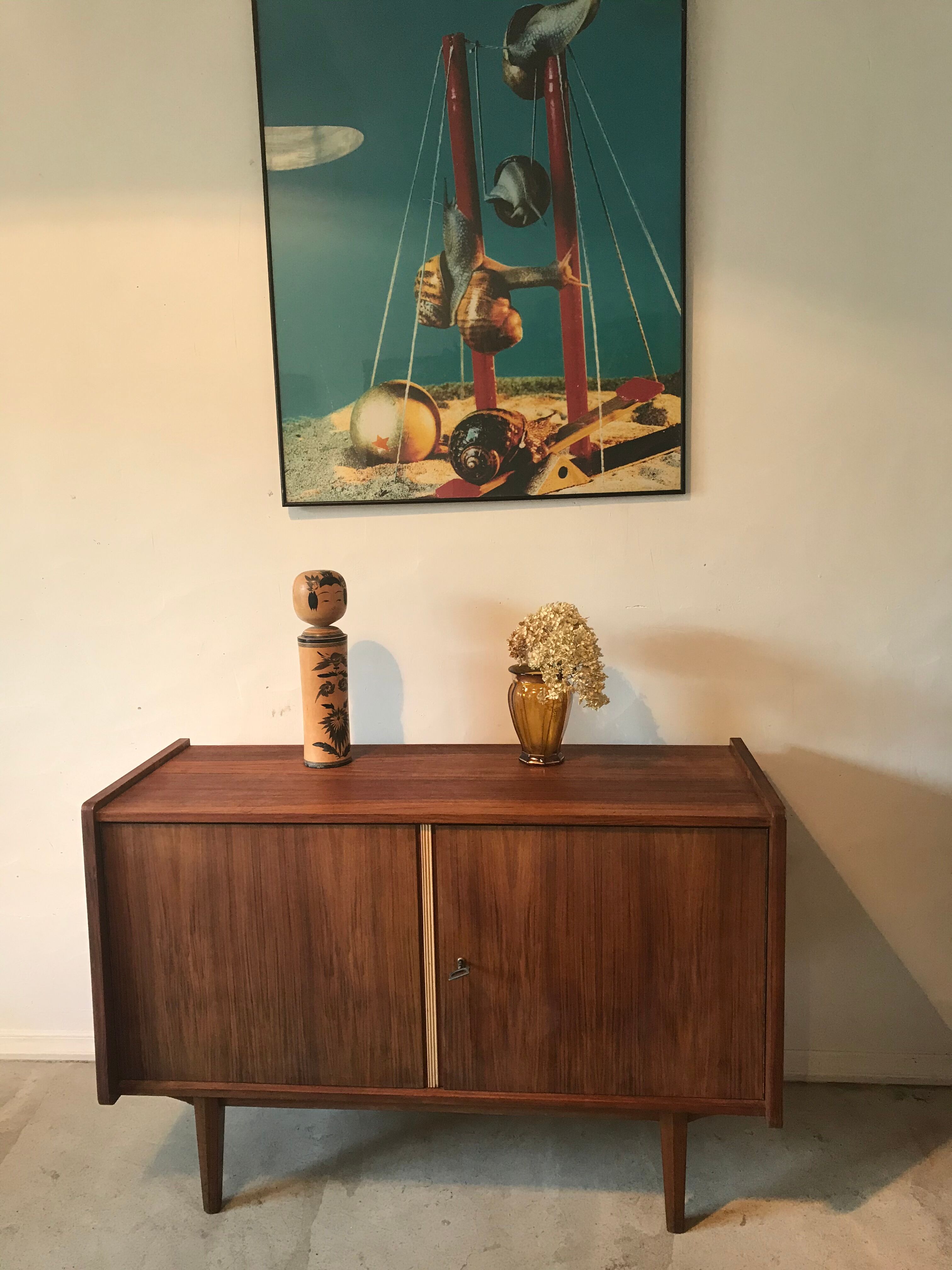 Low buffet vintage 1960 walnut blond