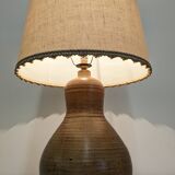 XL gourd lamp in ceramic and jute fabric, France circa 1960.