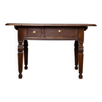 Writing table in German neo-Renaissance oak, circa 1890.