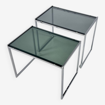 Chrome and smoked glass nesting tables, 1970s