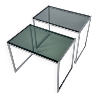 Chrome and smoked glass nesting tables, 1970s