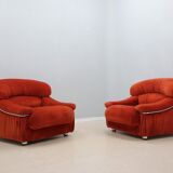 Vintage velvet armchairs Italy 1970s