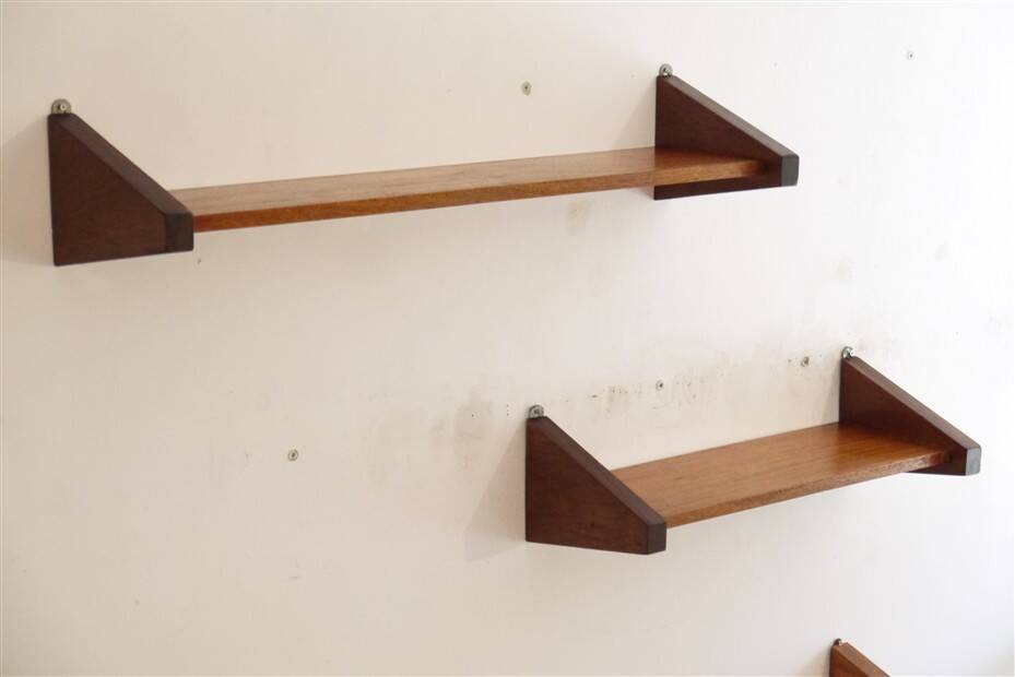 Minimalist mahogany shelves from the 1960s.