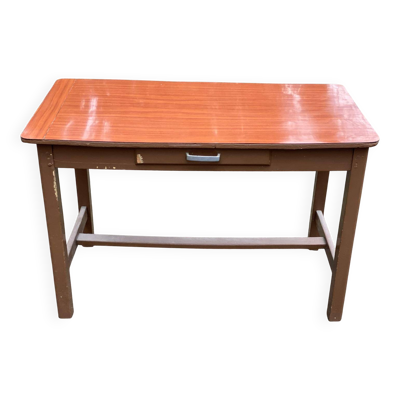 Bureau parisien en bois massif peint gris et formica