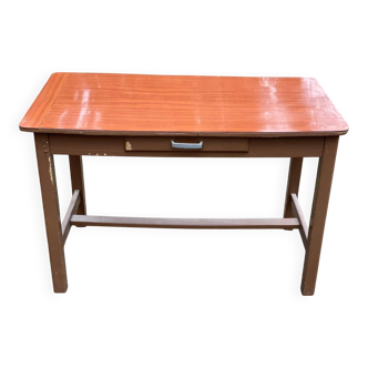 Parisian desk made of solid wood, painted grey and with formica.