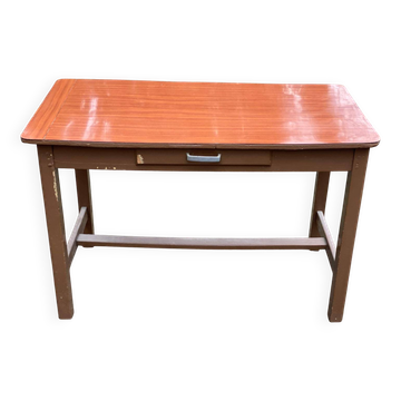 Bureau parisien en bois massif peint gris et formica