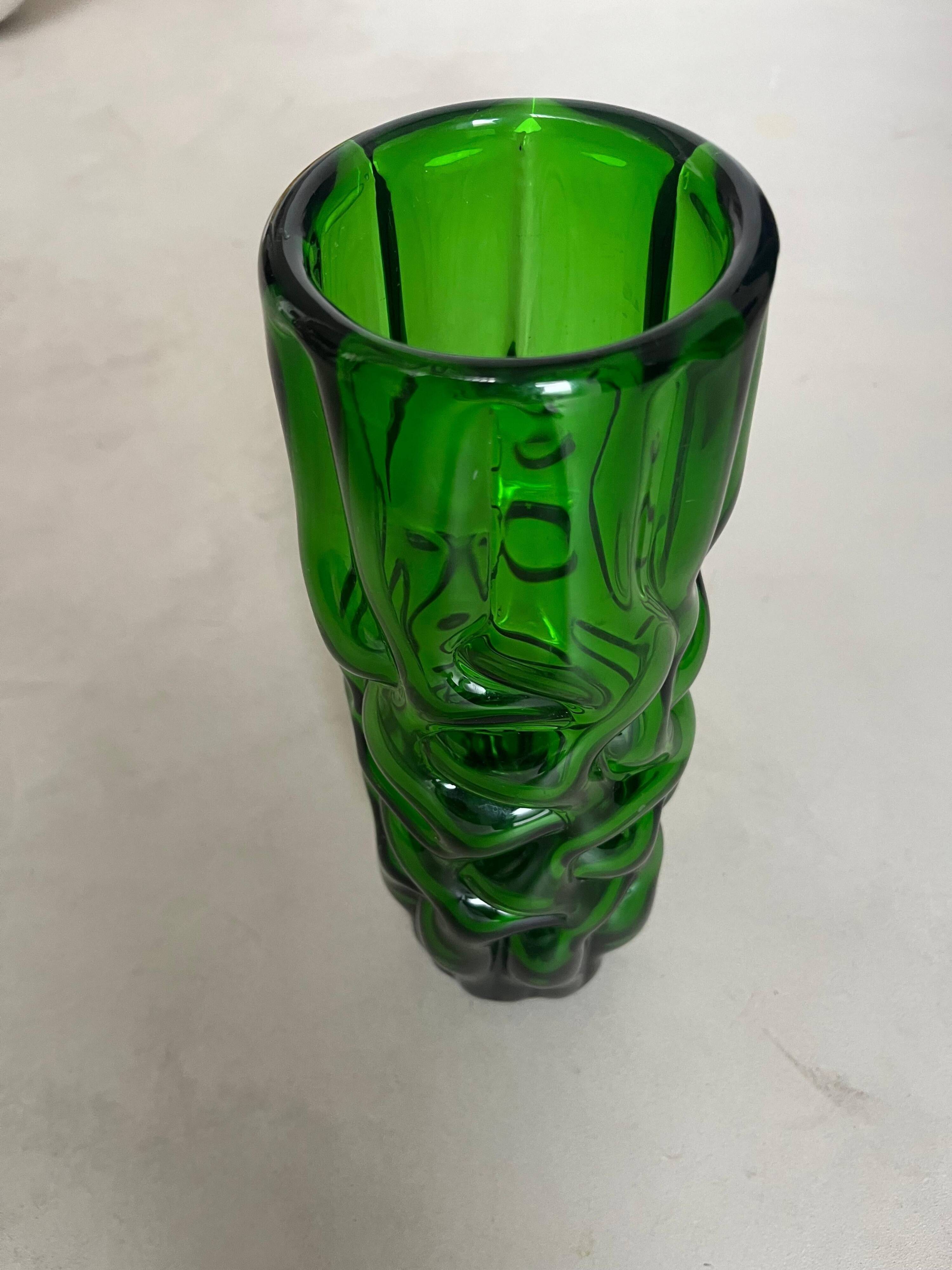 Vintage Murano vase , Emerald Green decorative made in Italy