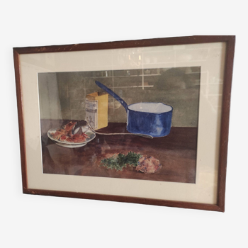 French vintage still life, watercolour