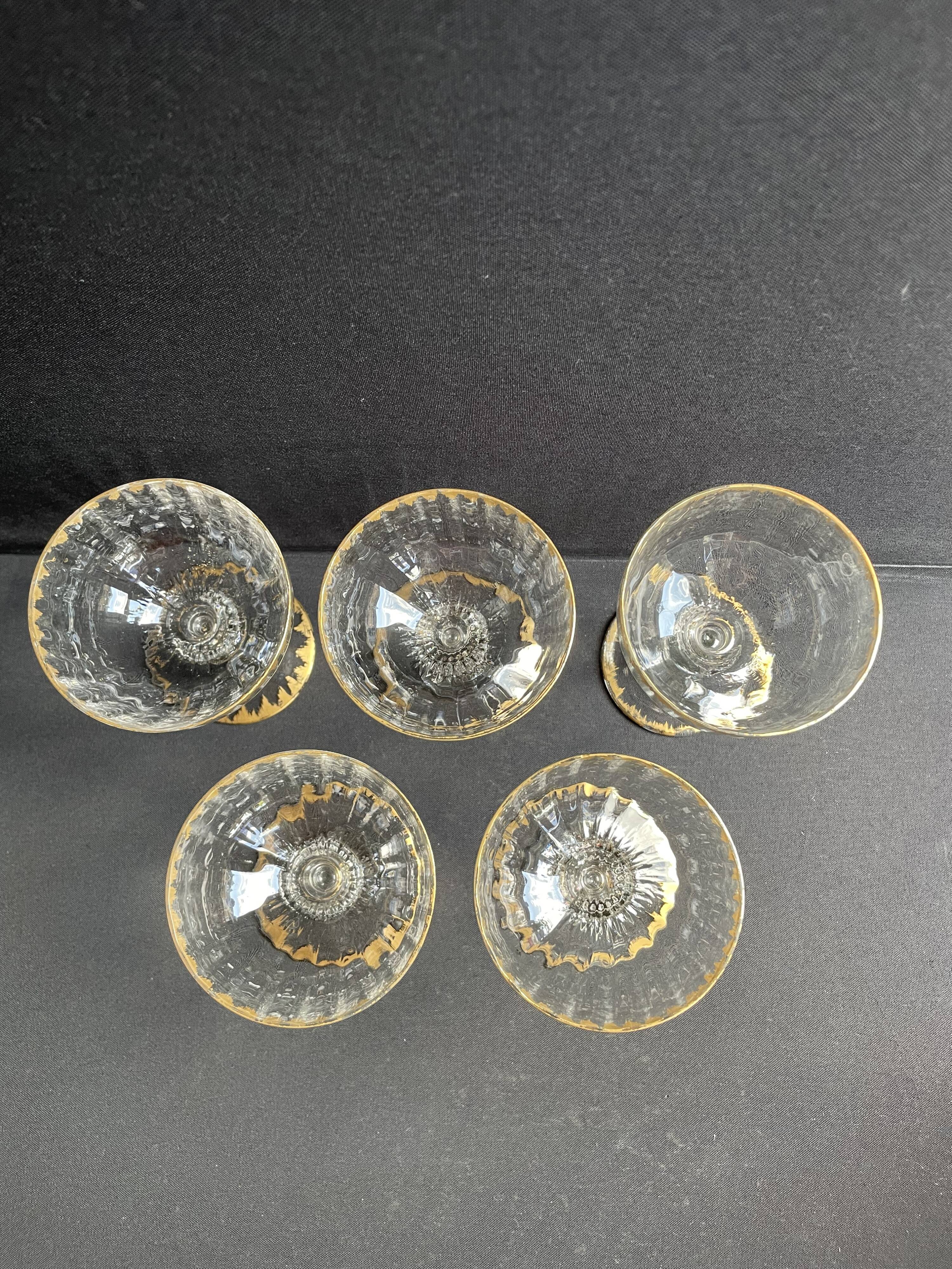5 Gold Putoisé Champagne Glasses – Legras Pierrefonds 19th Century Service