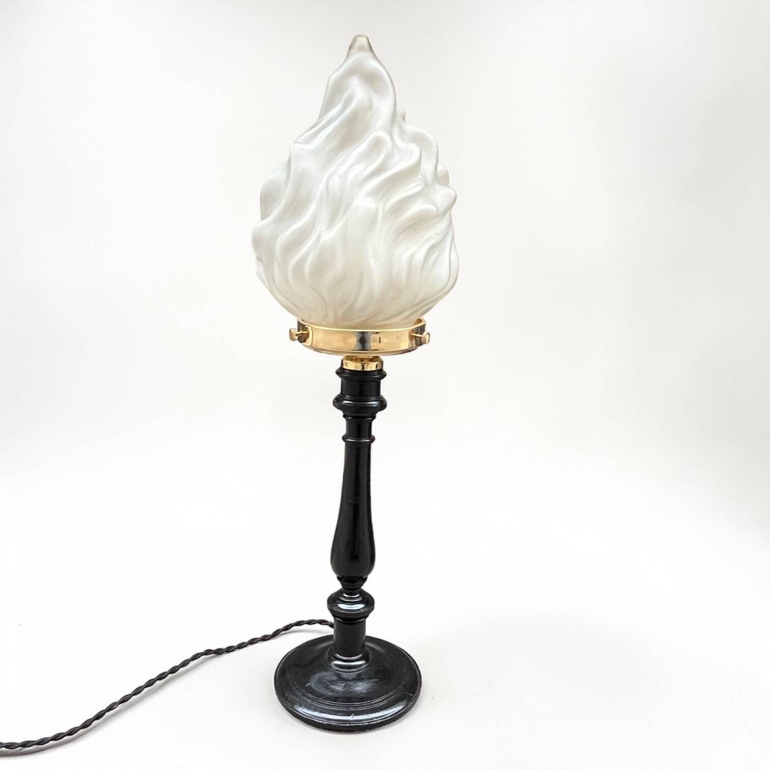 Art Deco torch lamp with flame globe and Napoleon III base - torch lamp
