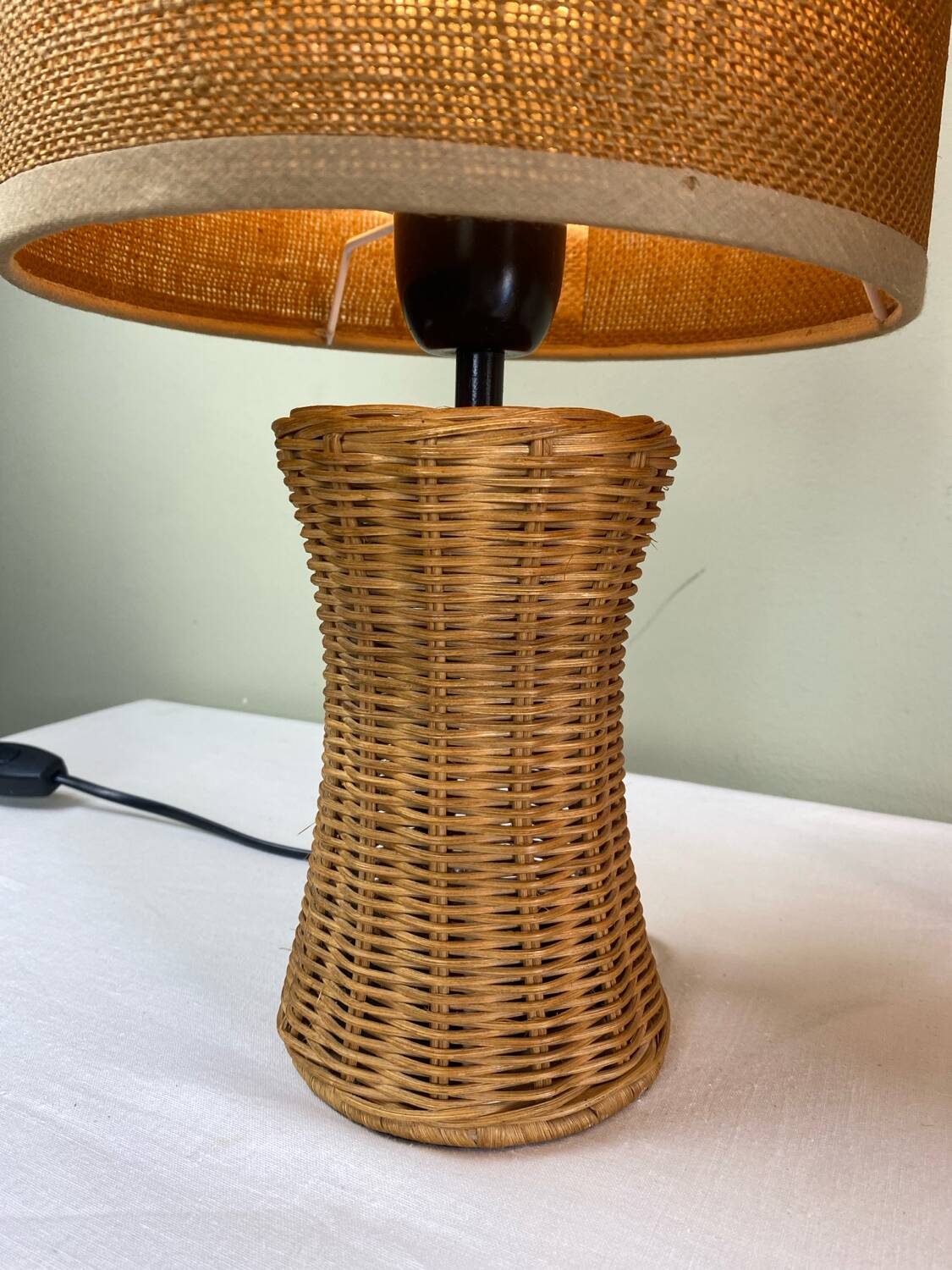 Pair of wicker lamps