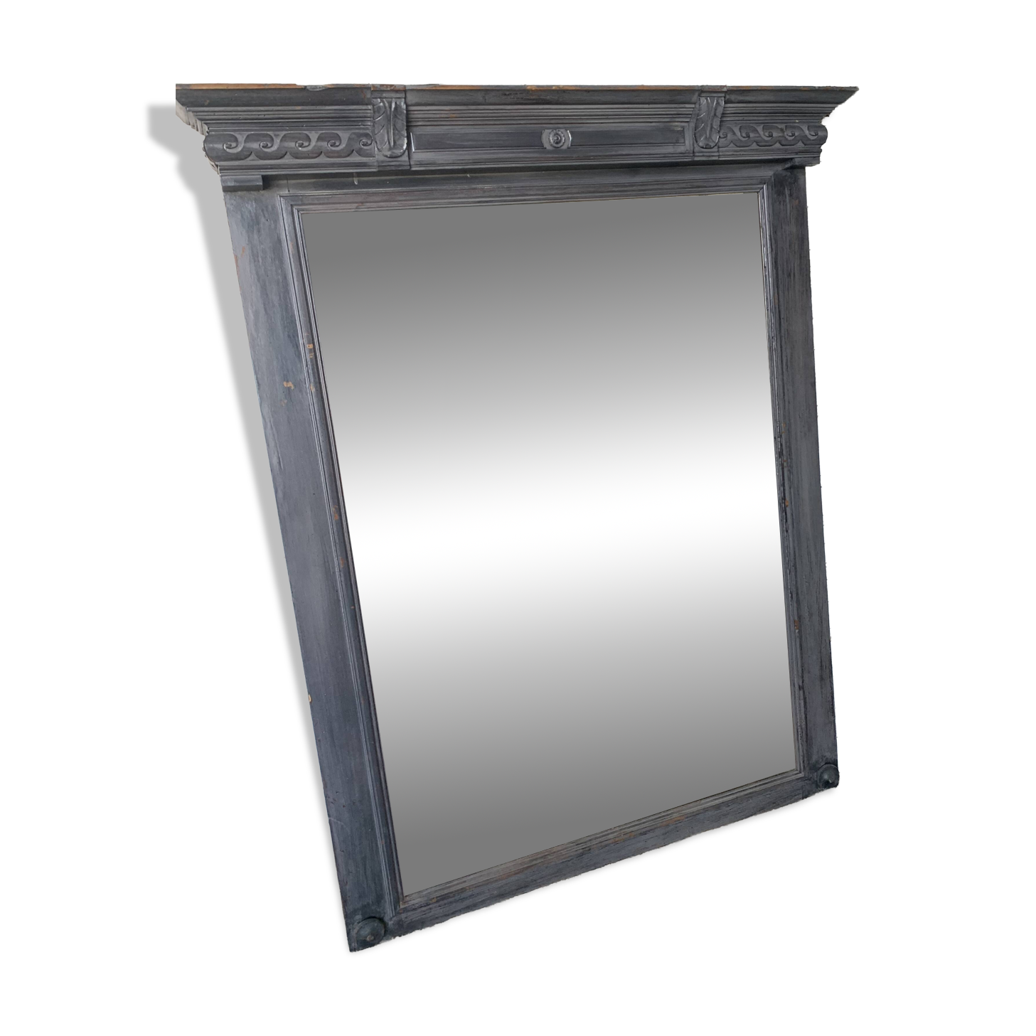 Wooden mirror with juice patina