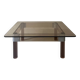Square coffee table in smoked brown plexiglass and chrome, 1970s design