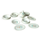 Tableware set in earthenware with floral decoration.