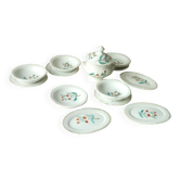 Earthenware dinette table service floral decor