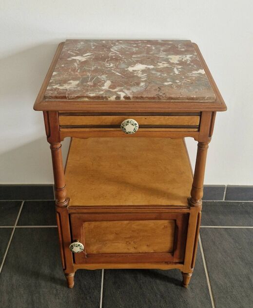 Louis Philippe style bedside table in cherry and ash wood