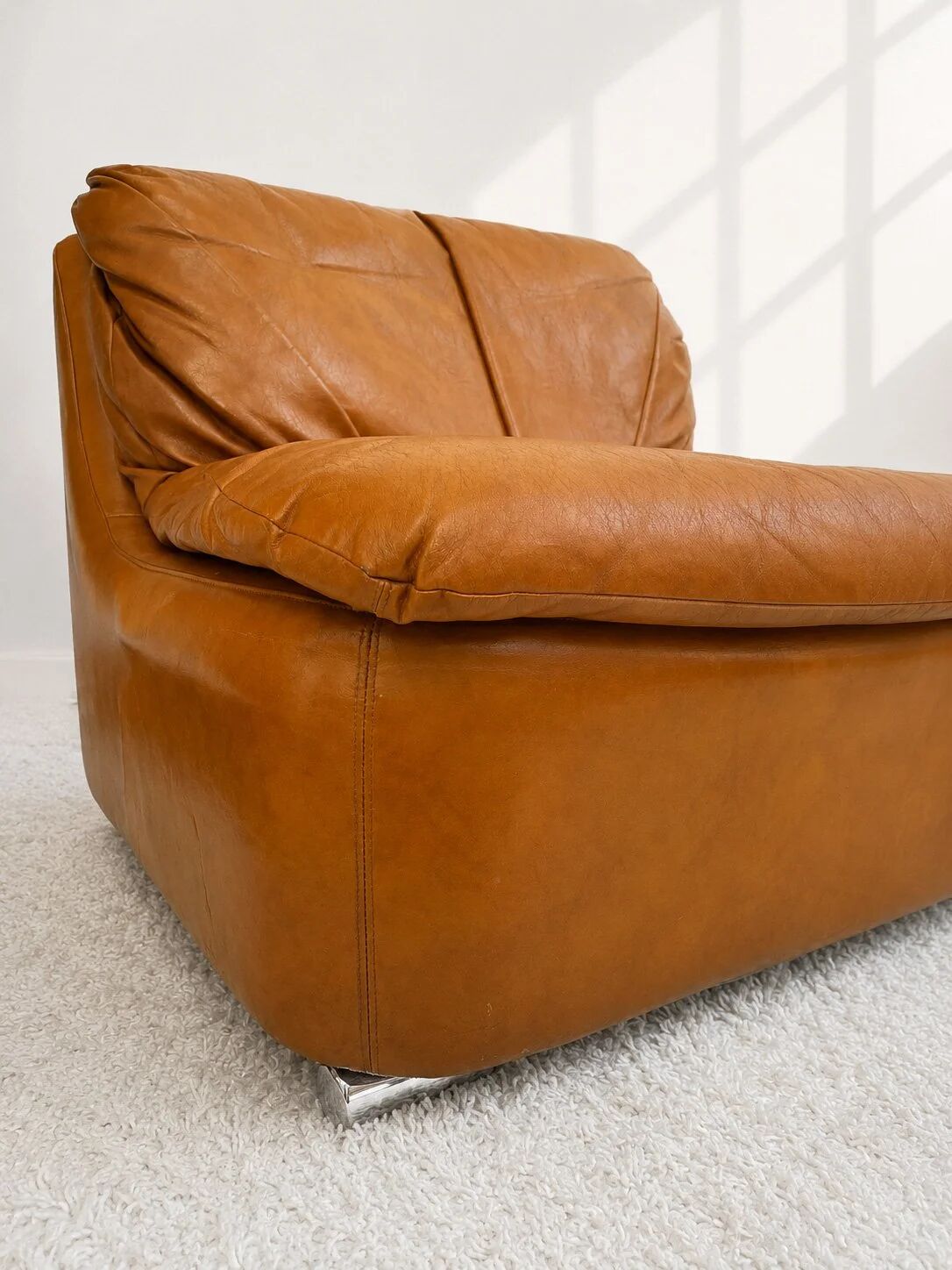 Modular armchair in cognac colour, France, 1970s.