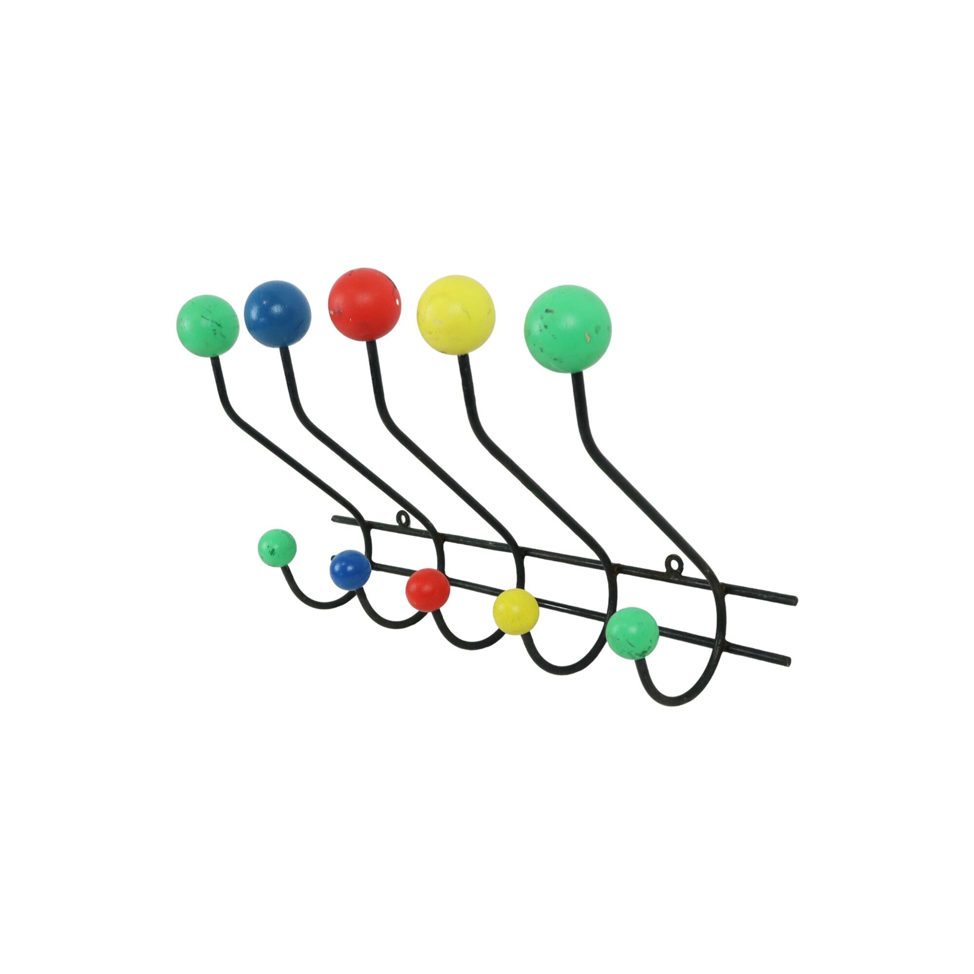 Mid century modern coat rack metal colored balls 60cm