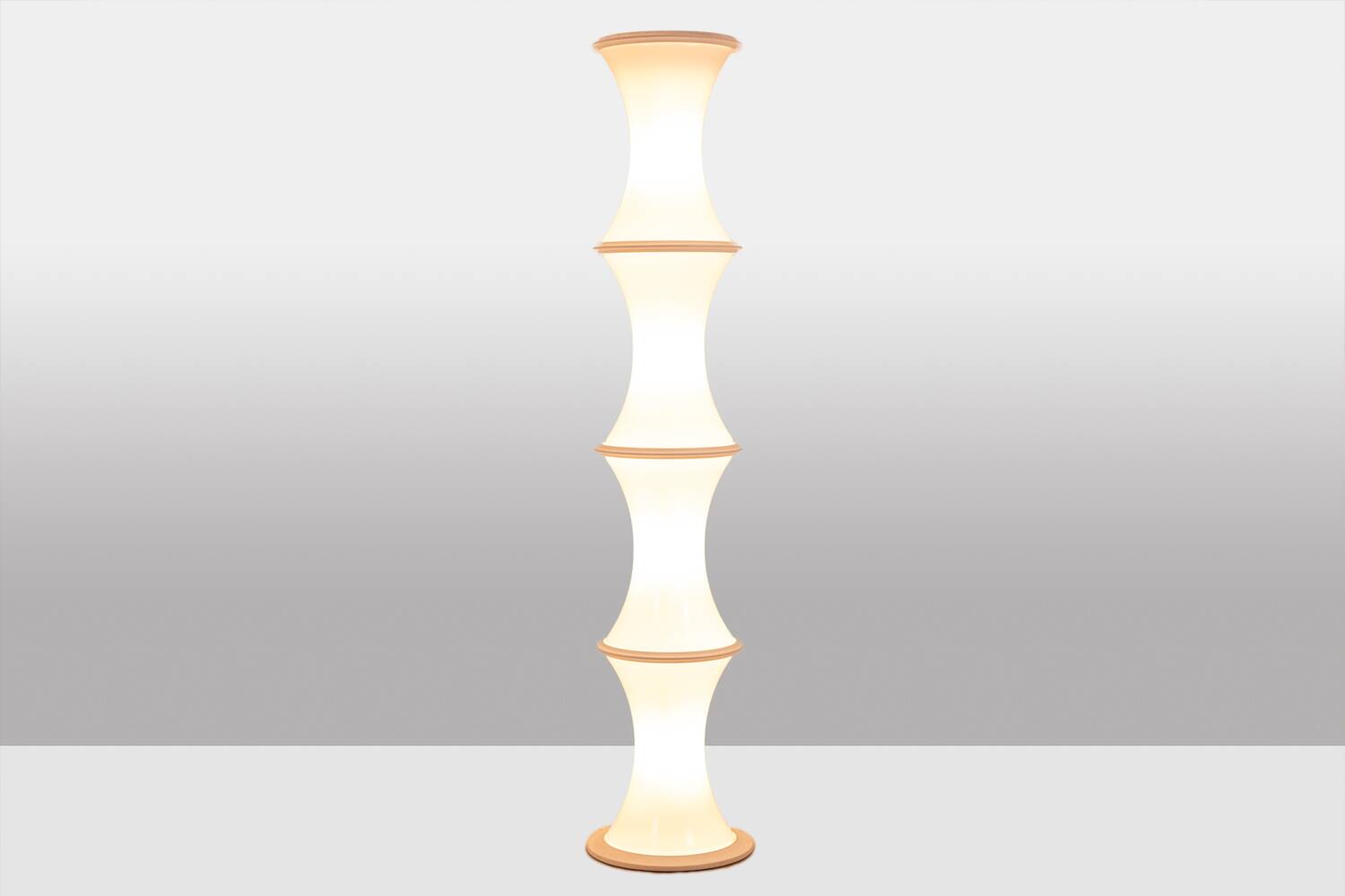 Enrico Tronconi "Bamboo" floor lamp, in white opaline glass. 1970s.