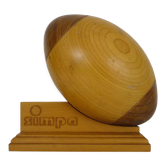Life-size wooden advertising rugby ball. Simpa. Year 80 90