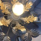 80s gold metal flower wall light