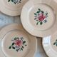 Set of 5 plates - hand-painted - Sarreguemines - Digoin model