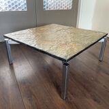 Vintage, Modernist Mid Century steel and slate stone coffee table, 1950s