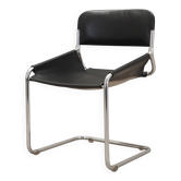 Chaise en cuir, design italien, années 1970, production : Italie
